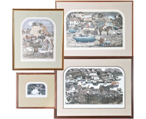 Four framed prints, numbered, titled, and signed in pencil in the margin. Graham Clarke is active/lives in United Kingdom and