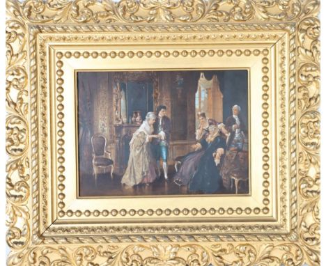 Antique Hand Colored Lithograph. European genre scene. Overall: 15 x 17 1/2 in. Sight: 7 x 9 1/2 in. Please note that all sal