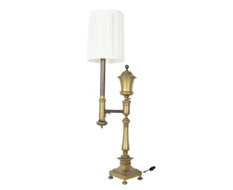 Bright &amp; Co Late Argand &amp; Co Bruton St. Electrified table lamp, with shade. Size: 5 1/2 x 5 1/2 x 33 in. Please note 