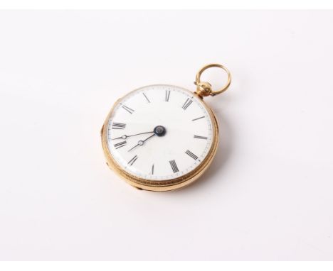 R Bryson and Sons, Edinburgh,  a mid Victorian 18 ct gold cased open face pocket watch, No. 9845, white enamel dial with blac