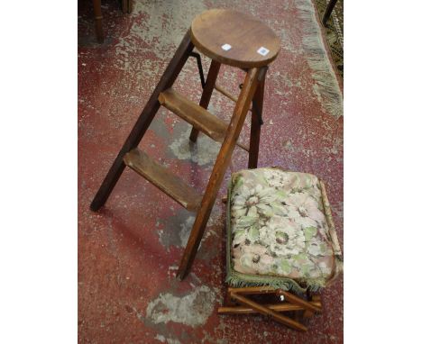 An unusual oak step stool circa 1920's , two stools etc 