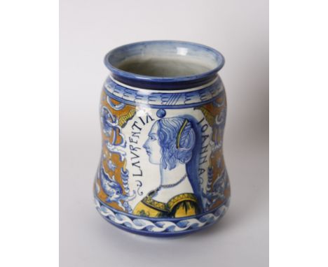 An Italian Maiolica alborelli vase, 24cm