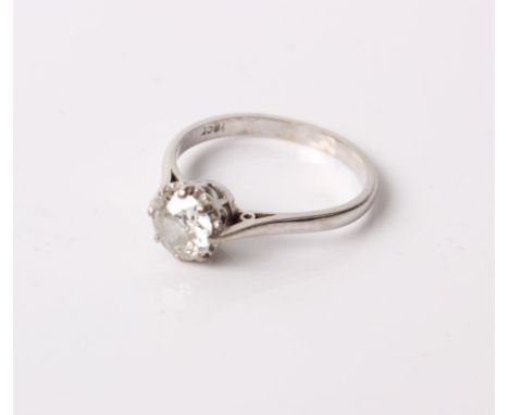 A diamond solitaire ring, the modern round brilliant, approx. 0.97 ct, claw set in white stamped '18 ct', size Q