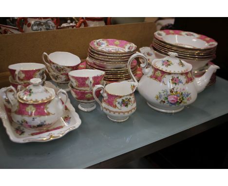 A Royal Albert 'Lady Carlyle' bone china part tea and dinner service, approximately 44 pieces