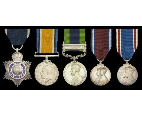 Five: Fazal Rahman, Postal Department, Indian Government  Indian Title Badge, G.VI.R., Khan Sahib, silver and enamel, the rev