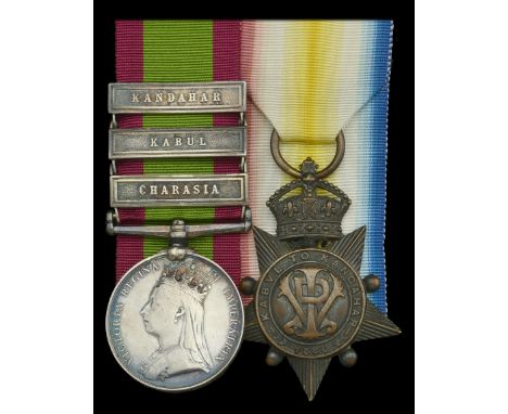Renamed and Defective Medals:  Pair: Private J. Abercrombie, 92nd Highlanders Afghanistan 1878-80, 3 clasps, Charasia, Kabul,