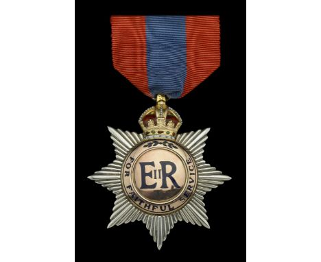 The Imperial Service Order, E.II.R., silver, gold and enamel, hallmarks for London 1950, in Elkington, London, case of issue,
