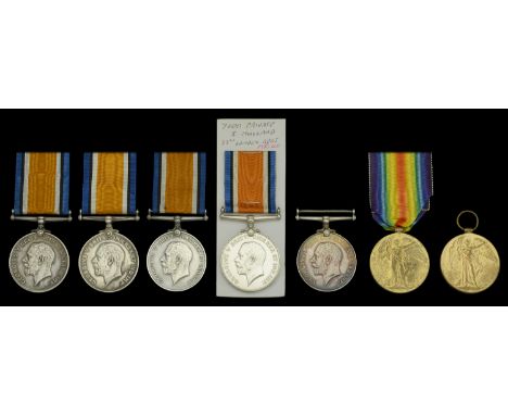 British War Medal 1914-20 (5) (4798 Pte. W. R. Bowden. 1-Lond. R.; 4283 Cpl. H. Merricks. 8-Lond. R.; 4479 Pte. H. T. Cooper.