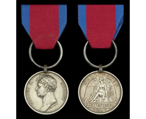 The unique Waterloo Medal awarded to Captain S. Holmes, 78th Foot, late 24th Foot, with which regiment he greatly distinguish