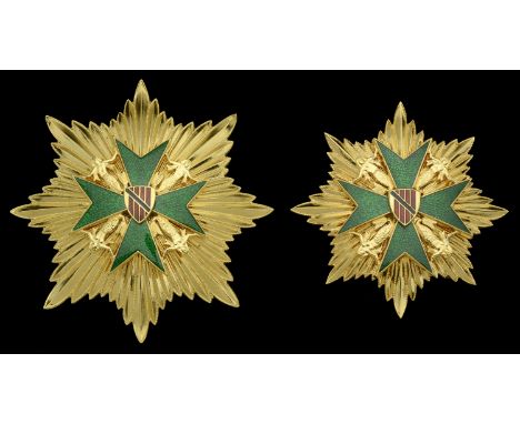 Spain, Order of the Royal Balearic Crown, Grand Officer’s Star (2), Gentleman’s issue, 87mm, gilt and enamel, with retaining 