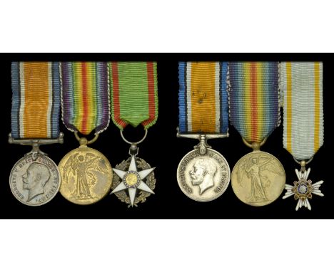 An unattributed group of three miniature dress medals British War and Victory Medals; France, Republic, Order of Agricultural