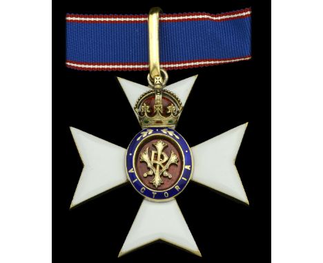 The Royal Victorian Order, C.V.O., Commander’s neck badge, silver-gilt and enamel, the reverse officially numbered ‘2036’, wi