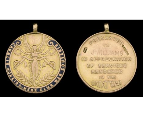 Crumlin Working Men’s Club, Monmouthshire, Great War Tribute Medal, 28mm, gold and enamel (9ct., 9.63g), hallmarks for Birmin