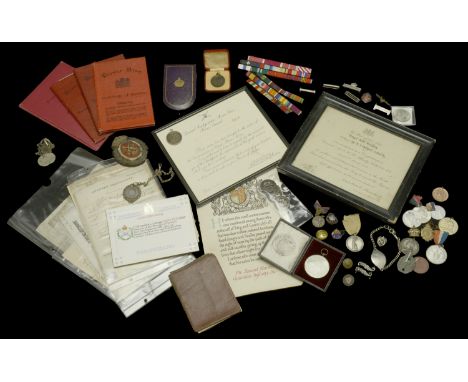 A miscellaneous selection of medals, clasps, badges, riband bars and other items, including Silver War Badge (4), the reverse