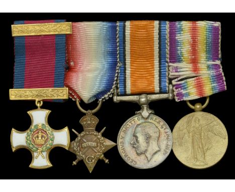 An unattributed group of four miniature dress medals  Distinguished Service Order, G.V.R., gold and enamel, with integral top