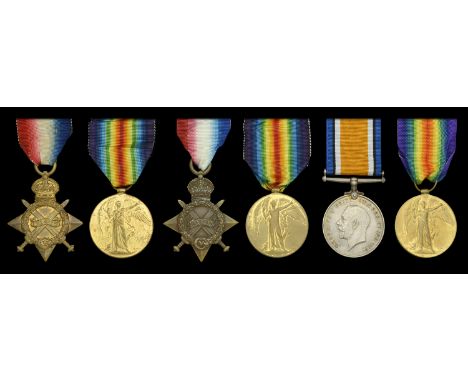 Pair: Gunner J. Taylor, Royal Field Artillery, who was killed in action on 23 February 1917 1914-15 Star (99884. Gnr. J. Tayl