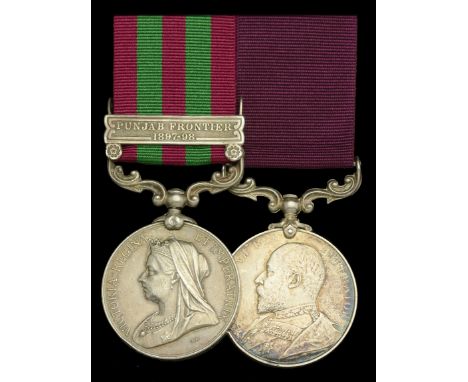 Pair: Sergeant F. Hopper, Highland Light Infantry  India General Service 1895-1902, 1 clasp, Punjab Frontier 1897-98 (N. 3711