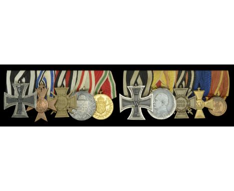 An unattributed German Great War Iron Cross group of fiveâ€¨Germany, Prussia, Iron Cross 1914, Second Class breast badge, sil
