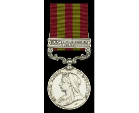 India General Service 1895-1902, 1 clasp, Punjab Frontier 1897-98 (2310 Pte. W. Channell 3d. Bn. Rif. Bde.) number partially 