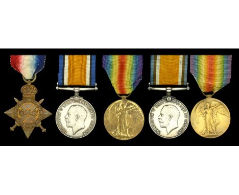 Three: Second Lieutenant L. G. Sharp, Royal Fusiliers 1914-15 Star (STK-525 L.Cpl. L. G. Sharp. R. Fus:); British War and Vic