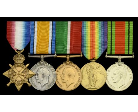 Five: Engine Room Artificer Third Class W. J. Richardson, Royal Navy and Mercantile Marine  1914-15 Star (M.15570, W. J. Rich