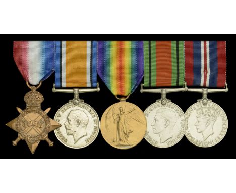 Five: Lieutenant I. E. Roberts, Royal Navy  1914-15 Star (J.3113 I. E. Roberts. L.S. R.N.); British War and Victory Medals (G