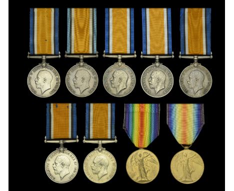 British War Medal 1914-20 (7) (22888 Pte. B. Morgan. R. Lanc. R.; 4818 A. Cpl. W. Underhill. R. War. R.; 7257 Pte. W. Withefo