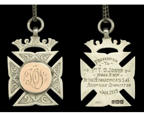 Ystradgynlais, Vale of Neath, Soldiers and Sailors Reception Committee Great War Tribute Medal, of cruciform shape with crown