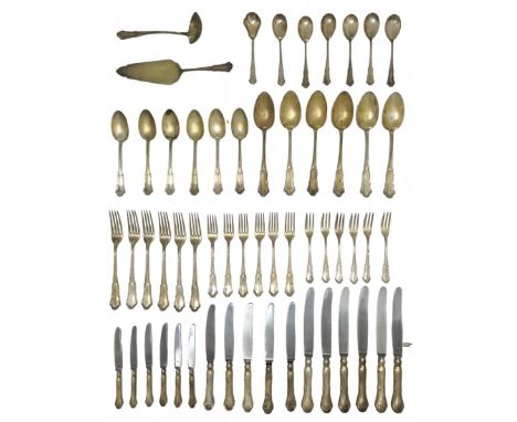 Parts of an antique German silver cutlery set, made of silver (800'), made by: 'Wilkens &amp; Söhne, M.H', signed. Total weig