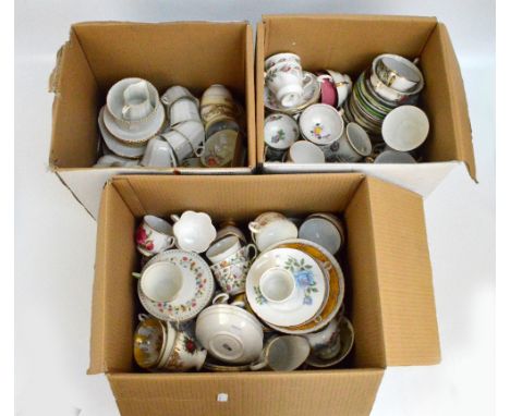 A collection of various porcelain tea cups and saucers including Royal Albert, Coalport, Aynsley, Shelley, Paragon etc and a 