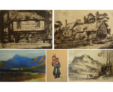 After RAY ALLEN; two etchings "Old Curiosity Shop" and "Anne Hathaway's Cottage", both signed in pencil lower right and title