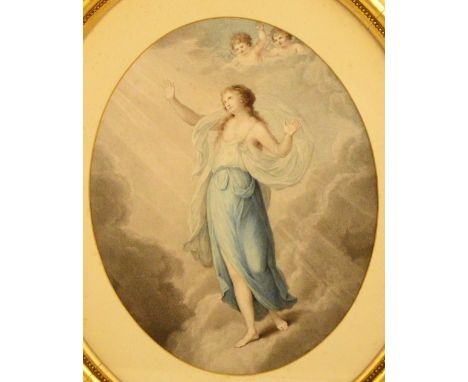 A 19th century hand coloured black and white etching "The Exalted Soul" after her grace The Duchess of Montrose, engraved by 