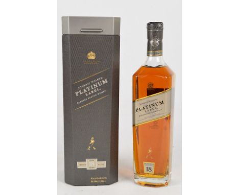 A boxed bottle of Johnny Walker Platinum Label Blended Scotch Whisky Aged 18 Years, and a boxed bottle of Chivas Brothers "Th