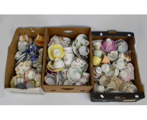 A large collection of various predominantly 20th century cups and saucers including Shelley, Paragon, Crown Devon, Royal Albe