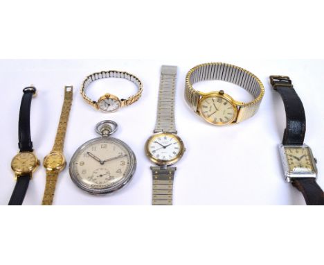 SEKONDA; a 9ct yellow gold cased lady's wristwatch, the brushed silvered dial bearing Arabic numerals and inscribed "Sekonda 