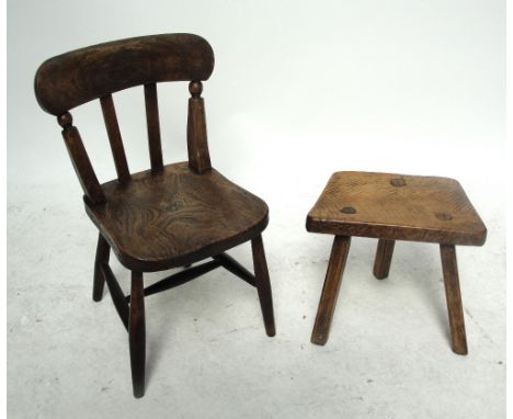 A vintage school chair and a milking stool (2).