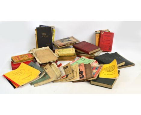 A large quantity of various books related to magic and magic tricks to include "Wizardy with Watches" by Oswald Rae, "Master 