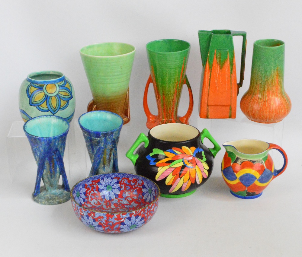 A group of decorative arts ceramics including a British 