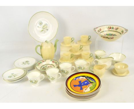 A mixed lot of ceramics including a set of six Wedgwood limited edition Clarice Cliff reproduction plates, Wedgwood Susie Coo