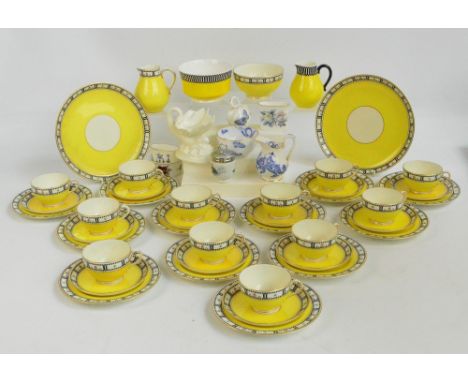 A large quantity of Royal Worcester ceramics including a part tea service in yellow and black floral pattern, comprising two 