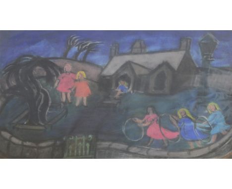 THEODORE MAJOR (1908-1999); pastel drawing, children playing in a churchyard, unsigned, 46 x 61cm, in card mount. Provenance: