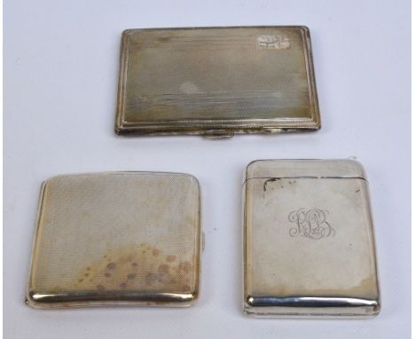 A late Victorian hallmarked silver combination cigarette and vesta case, the hinged spring action lid concealing a lidded pul