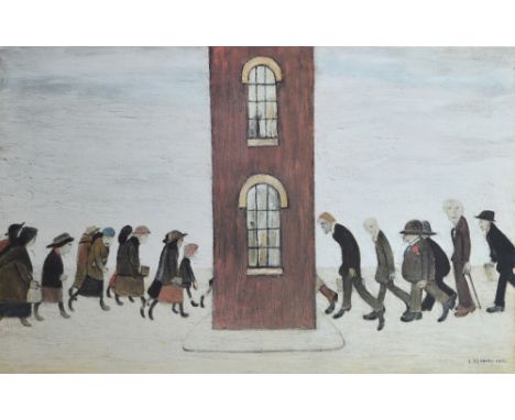 LAURENCE STEPHEN LOWRY (1887-1976); a signed limited edition coloured print "The Meeting Point", signed in pencil lower right