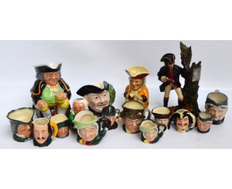 A group of ten Royal Doulton character jugs in various sizes to include "Granny", "Sairey Gamp", "Capt Henry Morgan" and "Old