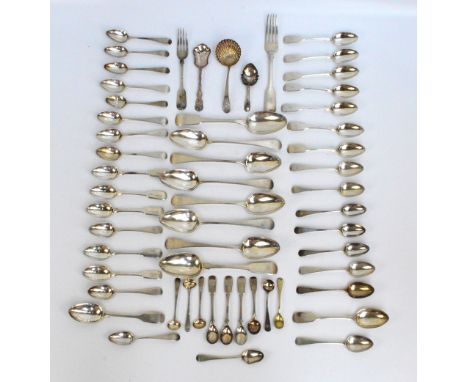 A set of twelve Victorian hallmarked silver fiddle pattern teaspoons, engraved N to the finial, Josiah Williams & Co, Exeter 