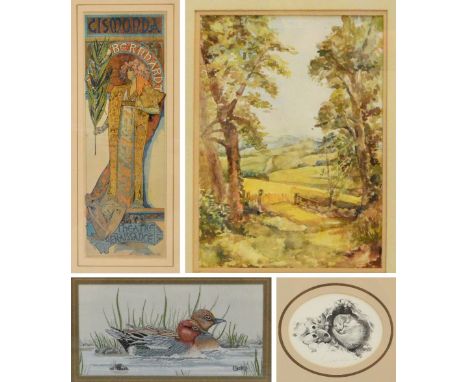 After GELDART; a signed limited edition oval print of a sleeping dormouse, signed in pen and no.137/150, 10 x 12cm, framed an