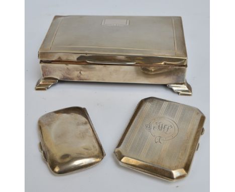 A George V hallmarked silver cigarette case of rectangular form with canted corners and overall engine turned decoration cent