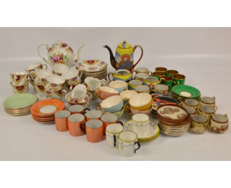 A quantity of various coffee sets to include Tuscan Fine Bone China  "Provence" pattern decorated example comprising a teapot