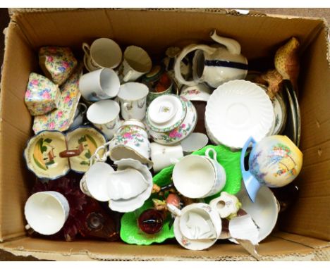 A large quantity of decorative ceramics including Beswick birds, teaware, two 19th century saucers, biscuit barrel with plate