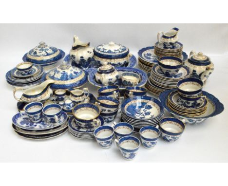 A quantity of Booths "Real Old Willow" pattern decorated and similar dinner and tea ware comprising eight dinner plates, six 